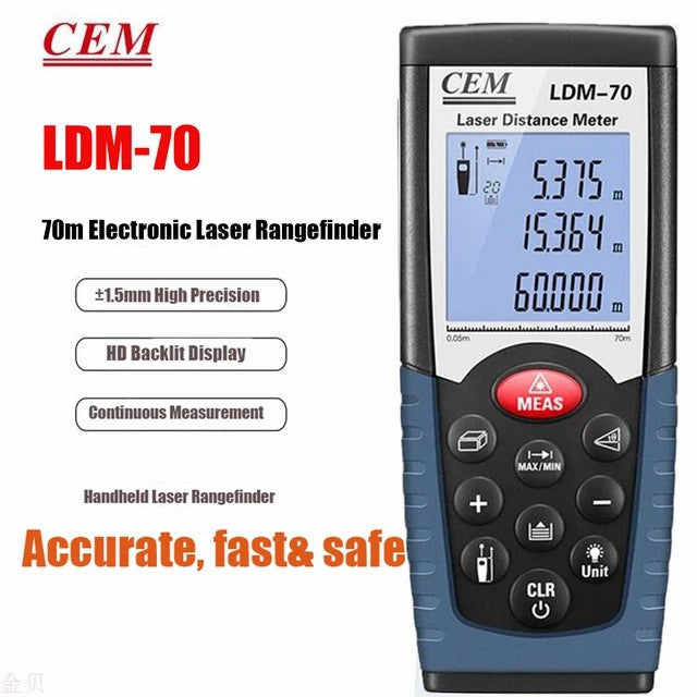 CEM LDM-40 LDM-70 LDM-100 Laser Rangefinder Infrared Electronic Measuring Ruler Room Measuring Instrument Measuring Tool CEM LDM-40 LDM-70 LDM-100 Laser Rangefinder Infrared Electronic Measuring Ruler Room Measuring Instrument Measuring Tool